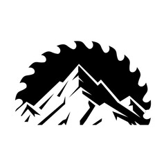saw blade and mountain logo design,vector,silhouette,badge,illustration,industry,saw tool,saw blade vector design,carpentry tool logo design,vintage,badge,editable design
