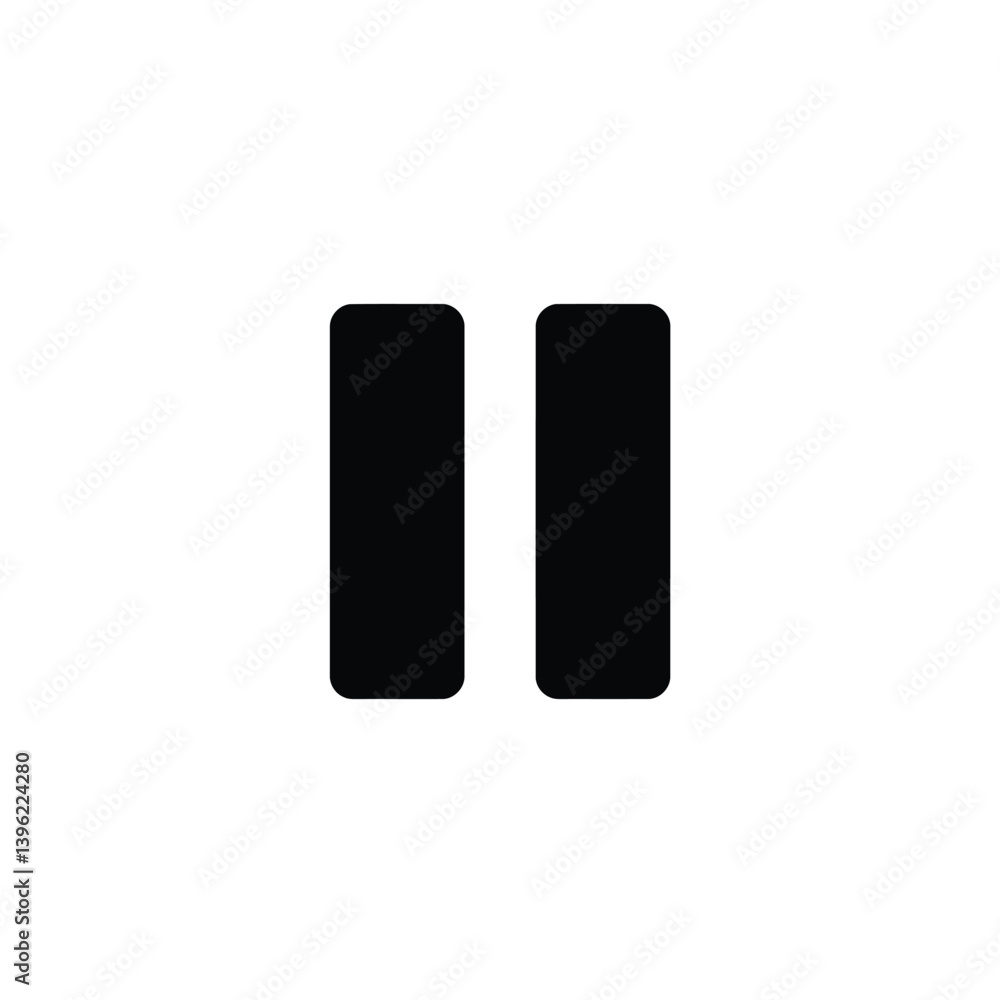 Poster black pause button icon for multimedia player interface design element