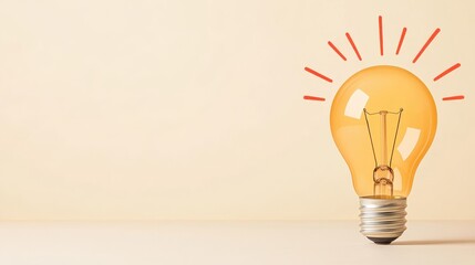 A bright light bulb sitting on a table representing inspiration and creativity ideal for motivational presentations