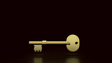 The Gold key for security or business concept 3d Rendering.