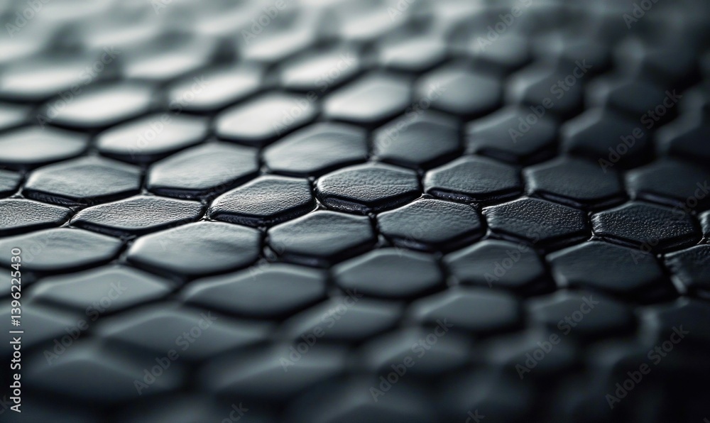 Poster detailed macro shot of a dark geometric honeycomb pattern, creating a modern, textured surface.