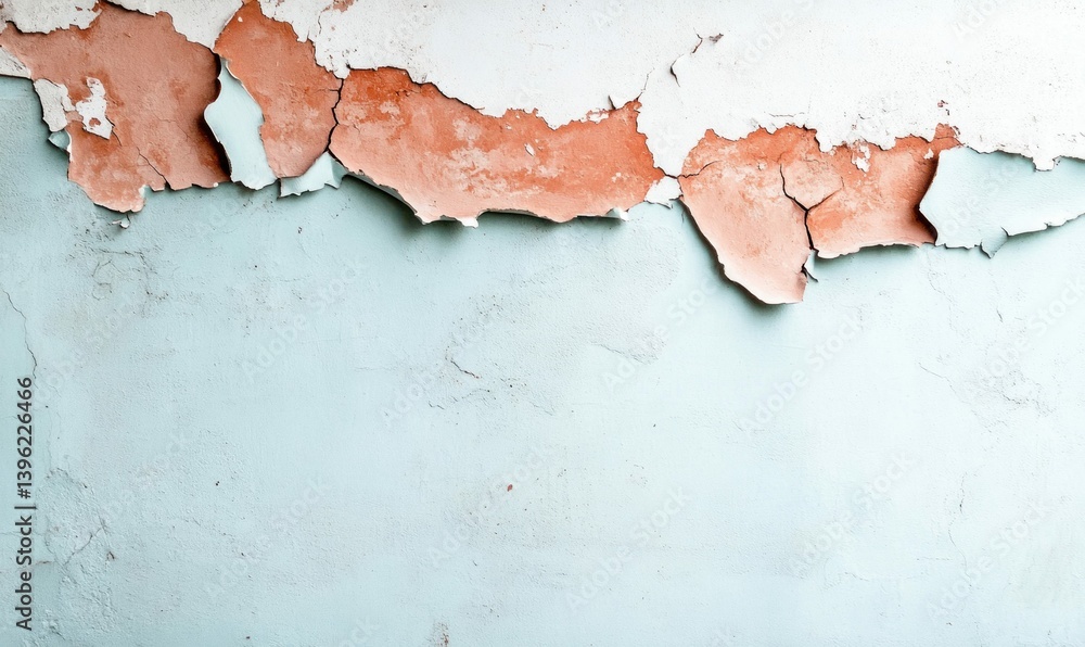 Poster old wall revealing layers of paint creates a textured and weathered abstract surface.