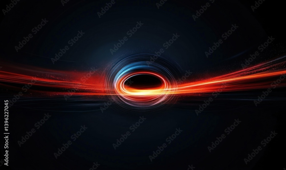 Poster abstract rendering displaying a futuristic design element with light streaks and concentric circles.
