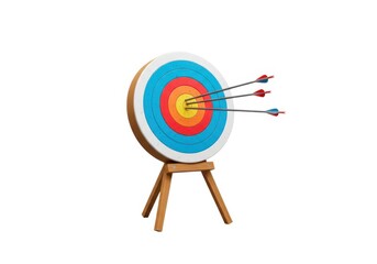 Archery target arrows bullseye aim sport competition game isolated on white background