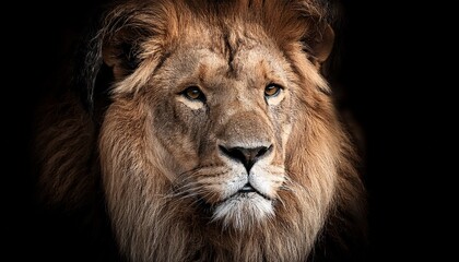 Obraz premium Portrait of a Beautiful lion lion in dark