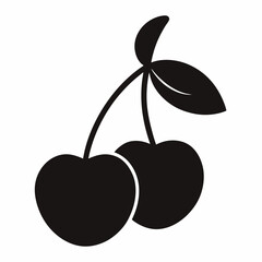 Cherry Silhouette Vector  icon on white background