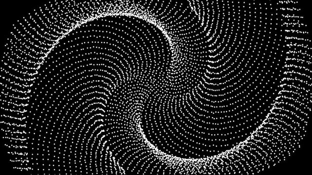 Swirling pattern of white dots overlay, alpha channel transparent background. Ideal for modern and minimalist design projects, backgrounds, and trendy graphic elements.