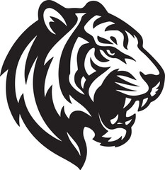 Tiger - Black and White Isolated Icon