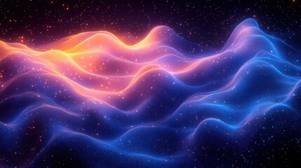Abstract Digital Landscape with Glowing Blue Particles Futuristic Sci-Fi Interface Concept High Energy Wave
