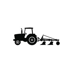 Black Tractor Silhouette Agricultural Vehicle Icon For Farming And Rural Industry