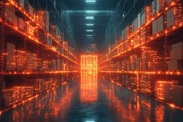 Smart Retail Technology with AI Deep Learning Neural Network Digital Twin 5G Augmented Reality Future Warehouse