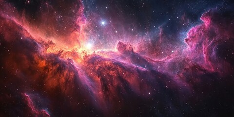 Obraz premium Surreal Cosmic Nebula with Ethereal Gases and Bright Star in Dreamlike Space Atmosphere
