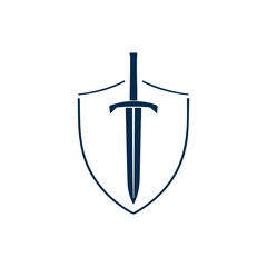 Creative Sword and Shield Logo Design Illustration Template