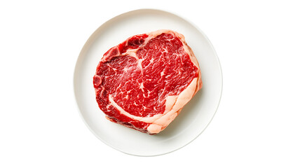 Obraz premium Juicy Raw Ribeye Steak Ready for Grilling Delicious Dinner