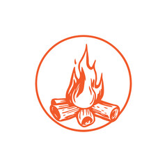 Creative Campfire Logo Design Illustration Template