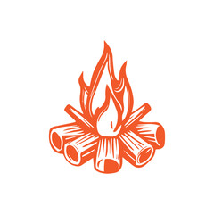 Creative Campfire Logo Design Illustration Template