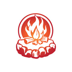 Creative Campfire Logo Design Illustration Template