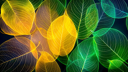 Abstract Colorful Glowing Leaves Pattern Design