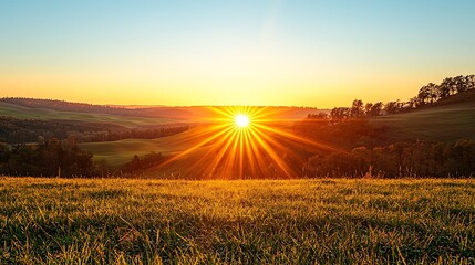 Golden Sunset over Rolling Hills