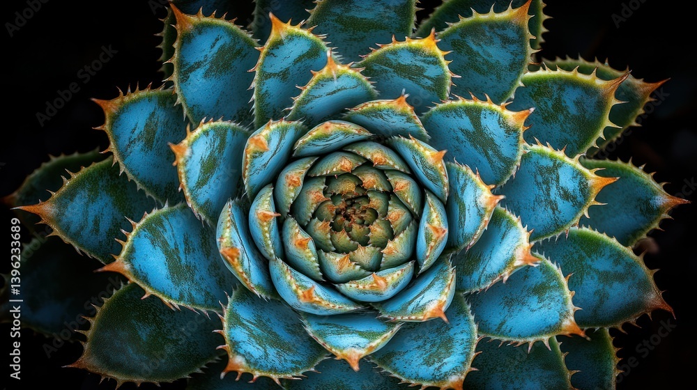 Aufkleber close-up of a vibrant succulent, showcasing intricate patterns and textures. a striking display of n