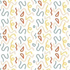 Colorful Abstract Pattern With Wavy Lines for Creative Background Designs. Doodle Scribble Seamless Pattern