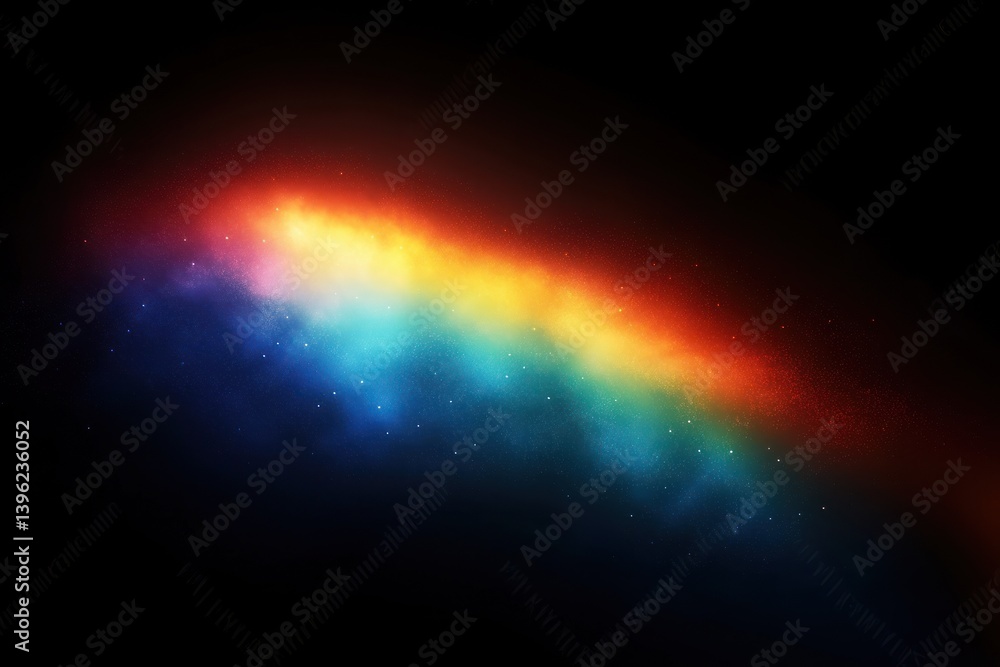 Poster rainbow light spectrum on black background abstract digital art with soft glow effect modern minimal