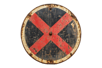 Railroad Crossing Sign isolated on transparent background
