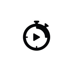 Video Play Timer Icon Minimalist Style Countdown Symbol Start Media Clip