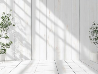 Obraz premium Minimalist White Wooden Planks Scandinavian Design Soft Natural Lighting Flat Lay Perspective