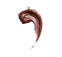 Smear of sweet chocolate spread on white background