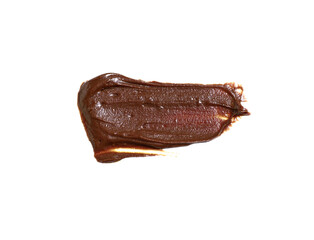 Smear of sweet chocolate spread on white background