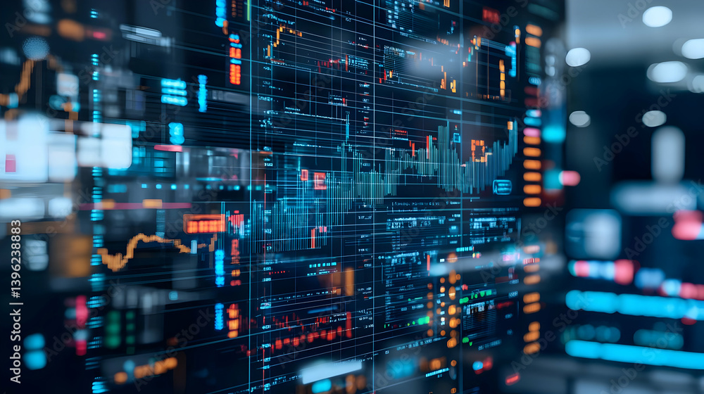 Aufkleber abstract digital display showing financial data