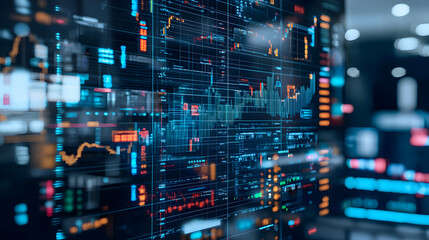 Abstract Digital Display Showing Financial Data
