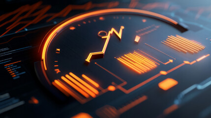 Glowing Orange Graph: Futuristic Data Visualization