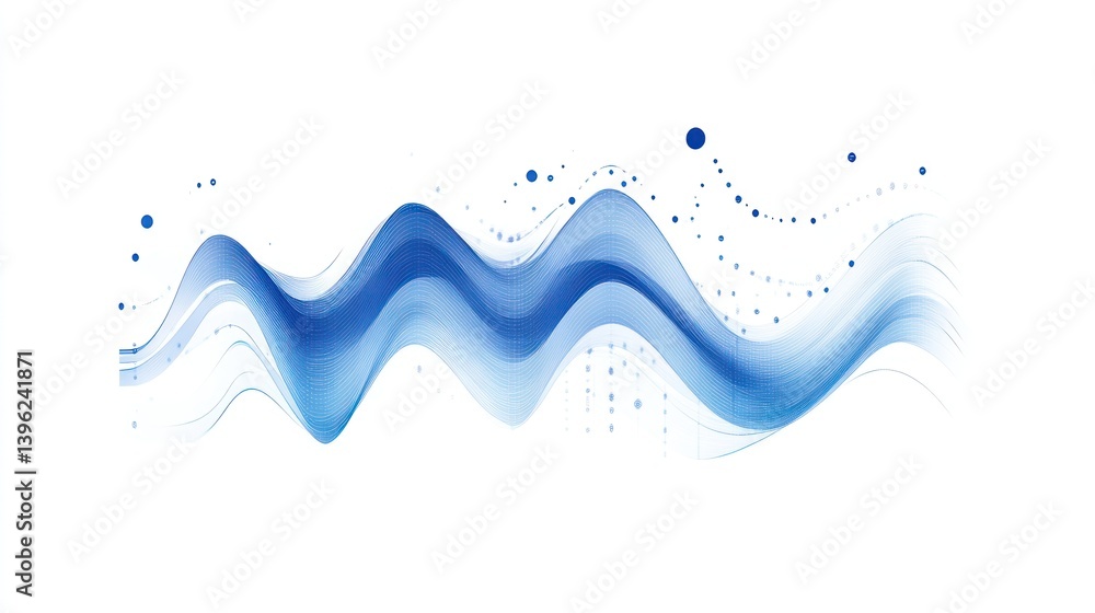 Poster abstract blue wave design with dotted patterns and flowing lines for modern visuals