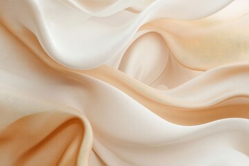 Obraz premium Elegant beige and white silk waves create flowing curves in this high-resolution abstract background, ideal for presentations and designs, featuring ample copy space.