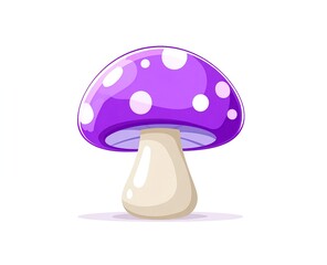 An illustration of simple and cute purple mushroom on a solid color background