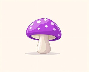 An illustration of simple and cute purple mushroom on a solid color background