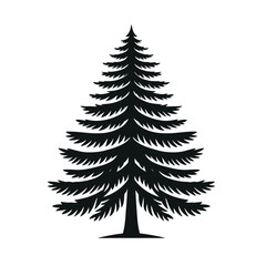 Obraz premium Evergreen Pine Tree Silhouette – Classic Nature Clipart Design
