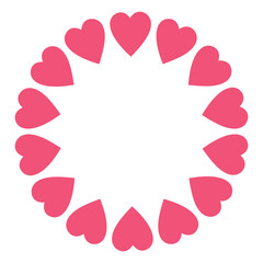 Round frame of pink cartoon hearts. Vector illustration © Mayartlab