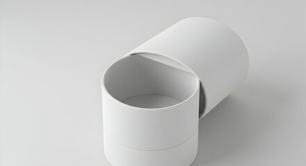 Two White Cylindrical Containers On White Background