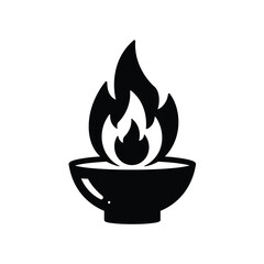 Silhouette Illustration Of A Flaming Torch In A Bowl Black And White