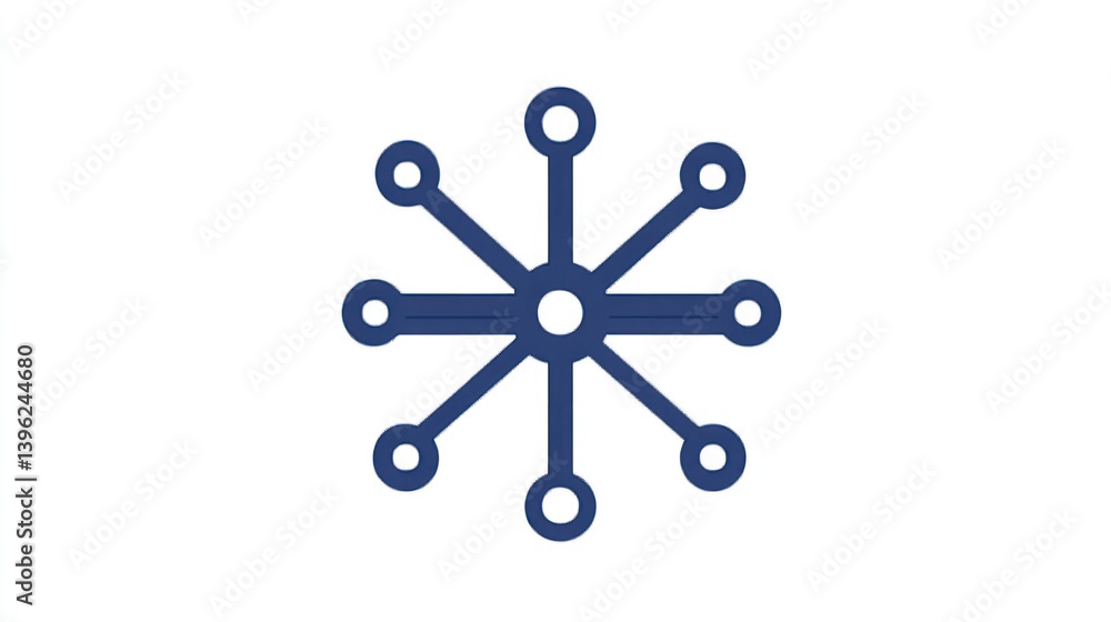 Poster abstract network icon with central hub and branching connections for technology and connectivit