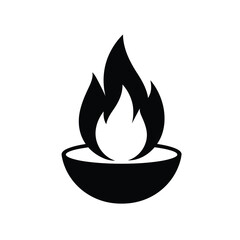 Burning Flame Silhouette In A Bowl Simple Symbol Concept Graphic