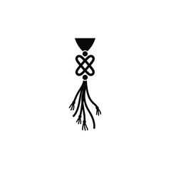 Black And White Decorative Tassel Silhouette With Intricate Knot Design