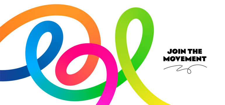 Abstract Color Lines Pattern. Background with Gradient Ribbon Waves. Vector Curve 3D Graphic Shapes