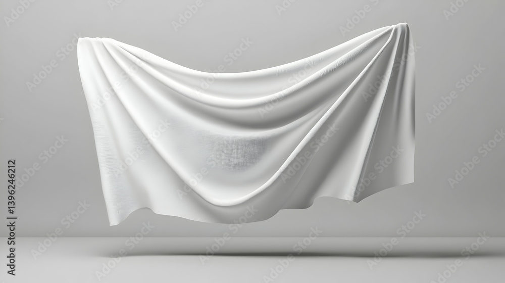Aufkleber white fabric drape with abstract pattern on gray background