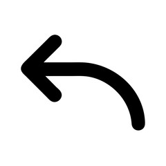 Ícone de seta curva apontando para a esquerda em formato PNG ou SVG, vetor, simbolizando retorno ou navegação para trás