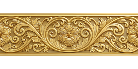  Golden Ornate Floral Corner Element on Transparent Background
