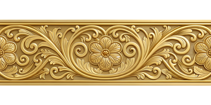  Golden Ornate Floral Corner Element on Transparent Background